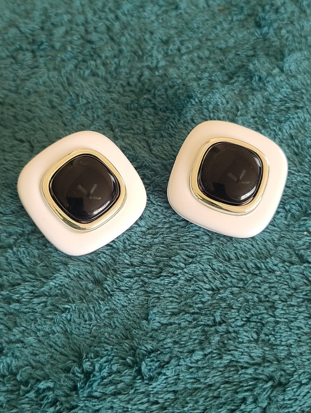 Vintage Classic White and Black Statement Post Earrings